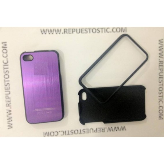 Funda iPhone 4G/S de 2 partes, de metal, color morado
