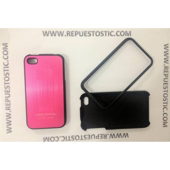 Funda iPhone 4G/S de 2 partes, de metal, cor rosa
