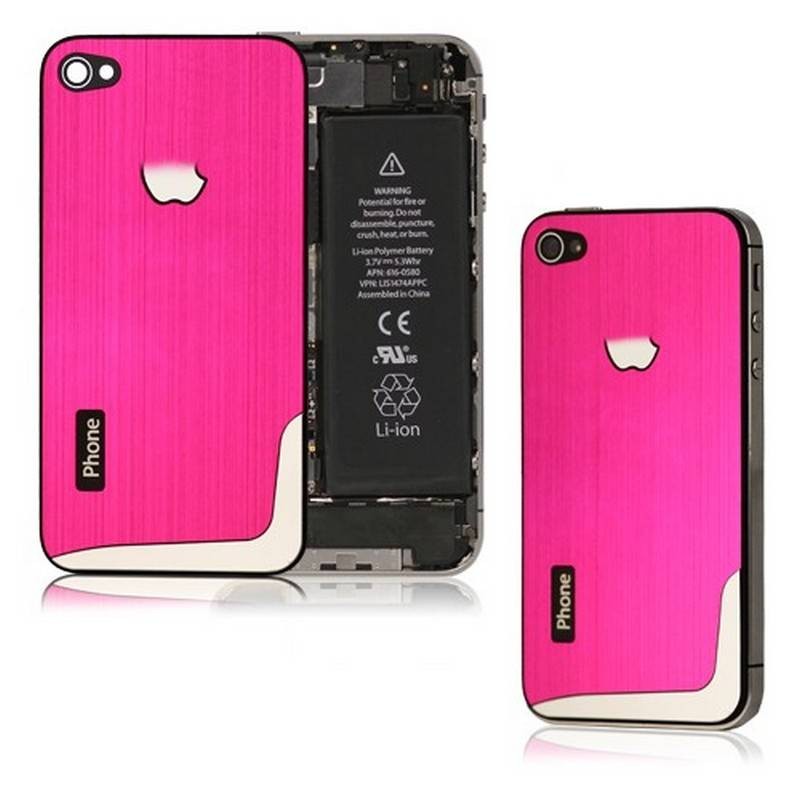 iPhone 4Gs carcaça, tapa bateria de metal ROSA 