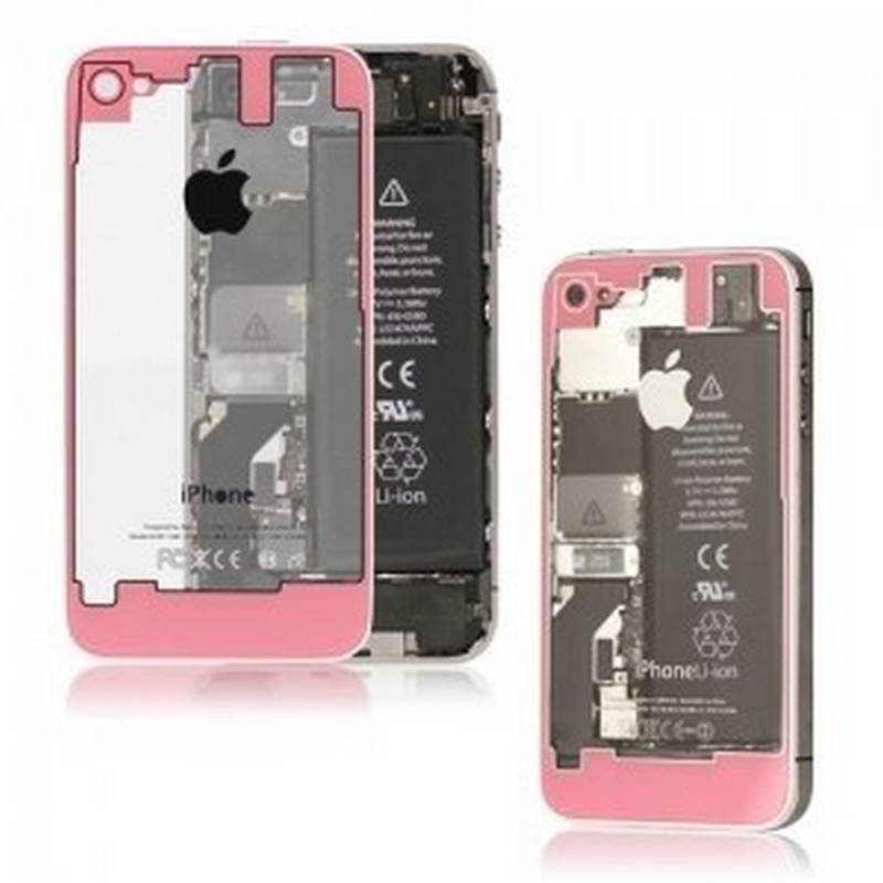 TAPA IPHONE 4 TRASPARENTE Y ROSA