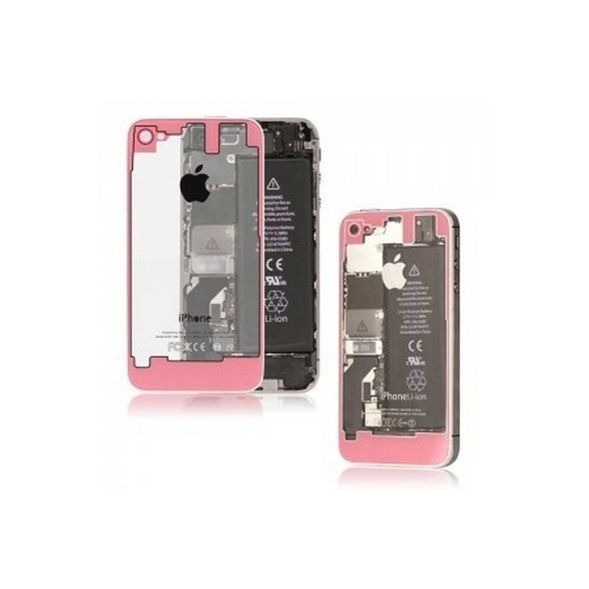 TAPA IPHONE 4 TRASPARENTE Y ROSA