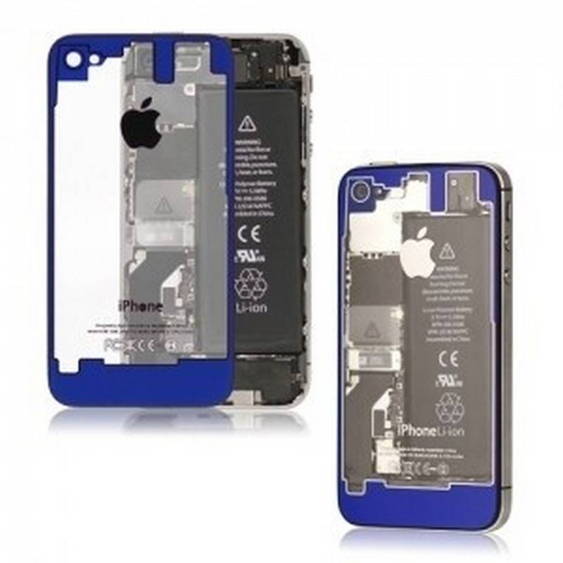 TAPA IPHONE 4 TRASPARENTE Y AZUL
