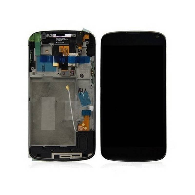 Pantalla Completa para LG Nexus 4 E960 en color Negra con marco