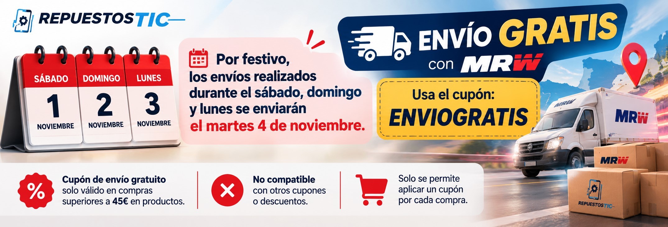 envíos gratuitos finde y festivos 